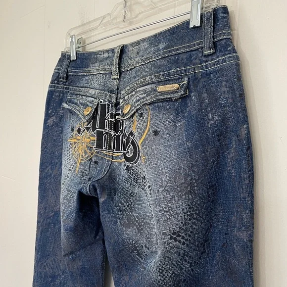 Akademiks Low Rise Boot Cut Jeans Embellished Lace Flap Pocket Women’s Size 28 - Picture 6 of 16